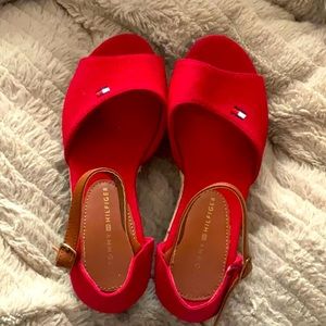 Tommy Hilfiger red kids platforms